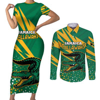 Custom Jamaica Cricket Tallawahs Couples Matching Short Sleeve Bodycon Dress and Long Sleeve Button Shirt Fi Wi Tallawahs Champions - Wonder Print Shop