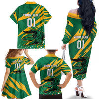 Custom Jamaica Cricket Tallawahs Family Matching Off The Shoulder Long Sleeve Dress and Hawaiian Shirt Fi Wi Tallawahs Champions - Wonder Print Shop