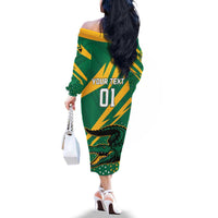 Custom Jamaica Cricket Tallawahs Family Matching Off The Shoulder Long Sleeve Dress and Hawaiian Shirt Fi Wi Tallawahs Champions - Wonder Print Shop