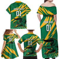Custom Jamaica Cricket Tallawahs Family Matching Off Shoulder Maxi Dress and Hawaiian Shirt Fi Wi Tallawahs Champions - Wonder Print Shop