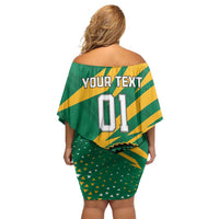 Custom Jamaica Cricket Tallawahs Family Matching Off Shoulder Short Dress and Hawaiian Shirt Fi Wi Tallawahs Champions - Wonder Print Shop