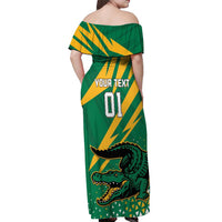 Custom Jamaica Cricket Tallawahs Off Shoulder Maxi Dress Fi Wi Tallawahs Champions - Wonder Print Shop