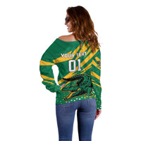 Custom Jamaica Cricket Tallawahs Off Shoulder Sweater Fi Wi Tallawahs Champions - Wonder Print Shop