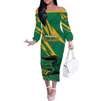 Custom Jamaica Cricket Tallawahs Off The Shoulder Long Sleeve Dress Fi Wi Tallawahs Champions - Wonder Print Shop
