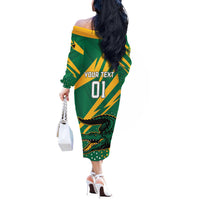 Custom Jamaica Cricket Tallawahs Off The Shoulder Long Sleeve Dress Fi Wi Tallawahs Champions - Wonder Print Shop