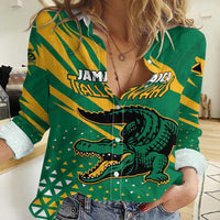 Custom Jamaica Cricket Tallawahs Women Casual Shirt Fi Wi Tallawahs Champions - Wonder Print Shop