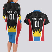 Custom Antigua Cricket Hawksbills Couples Matching Long Sleeve Bodycon Dress and Hawaiian Shirt Each Endeavouring All Achieving - Wonder Print Shop