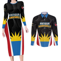 Custom Antigua Cricket Hawksbills Couples Matching Long Sleeve Bodycon Dress and Long Sleeve Button Shirt Each Endeavouring All Achieving - Wonder Print Shop