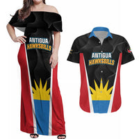 Custom Antigua Cricket Hawksbills Couples Matching Off Shoulder Maxi Dress and Hawaiian Shirt Each Endeavouring All Achieving - Wonder Print Shop