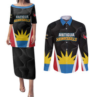Custom Antigua Cricket Hawksbills Couples Matching Puletasi and Long Sleeve Button Shirt Each Endeavouring All Achieving - Wonder Print Shop