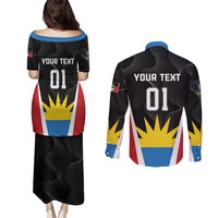 Custom Antigua Cricket Hawksbills Couples Matching Puletasi and Long Sleeve Button Shirt Each Endeavouring All Achieving - Wonder Print Shop