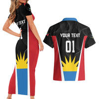 Custom Antigua Cricket Hawksbills Couples Matching Short Sleeve Bodycon Dress and Hawaiian Shirt Each Endeavouring All Achieving - Wonder Print Shop
