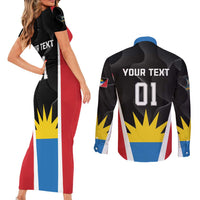 Custom Antigua Cricket Hawksbills Couples Matching Short Sleeve Bodycon Dress and Long Sleeve Button Shirt Each Endeavouring All Achieving - Wonder Print Shop