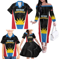 Custom Antigua Cricket Hawksbills Family Matching Off The Shoulder Long Sleeve Dress and Hawaiian Shirt Each Endeavouring All Achieving - Wonder Print Shop
