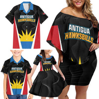 Custom Antigua Cricket Hawksbills Family Matching Off Shoulder Short Dress and Hawaiian Shirt Each Endeavouring All Achieving - Wonder Print Shop
