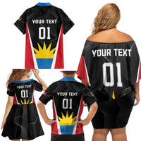 Custom Antigua Cricket Hawksbills Family Matching Off Shoulder Short Dress and Hawaiian Shirt Each Endeavouring All Achieving - Wonder Print Shop