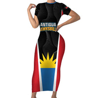 Custom Antigua Cricket Hawksbills Short Sleeve Bodycon Dress Each Endeavouring All Achieving - Wonder Print Shop