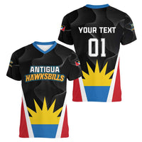 Custom Antigua Cricket Hawksbills Women V-Neck T-Shirt Each Endeavouring All Achieving - Wonder Print Shop