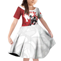 Custom Canada Ice Hockey Team Family Matching Off Shoulder Short Dress and Hawaiian Shirt Maple Leaf Go Champions