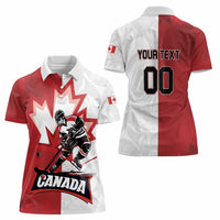 Custom Canada Ice Hockey Team Women Polo Shirt Maple Leaf Go Champions