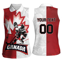 Custom Canada Ice Hockey Team Women Sleeveless Polo Shirt Maple Leaf Go Champions