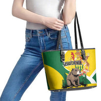 Canada Saskatchewan Province Leather Tote Bag Multis e Gentibus Vires