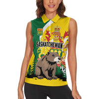 Personalized Canada Saskatchewan Province Women Sleeveless Polo Shirt Multis e Gentibus Vires