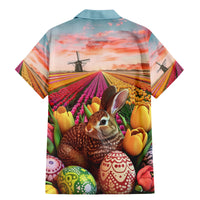 Netherlands Easter 2024 Family Matching Mermaid Dress and Hawaiian Shirt Bunny With Tulips Flowers Field - Wonder Print Shop