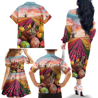 Netherlands Easter 2024 Family Matching Off The Shoulder Long Sleeve Dress and Hawaiian Shirt Bunny With Tulips Flowers Field - Wonder Print Shop