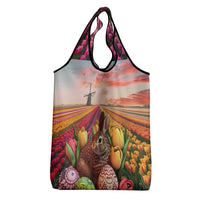 Netherlands Easter 2024 Grocery Bag Bunny With Tulips Flowers Field