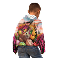 Netherlands Easter 2024 Kid Hoodie Bunny With Tulips Flowers Field - Wonder Print Shop