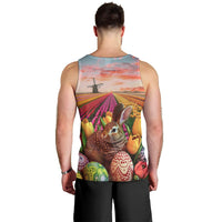Netherlands Easter 2024 Men Tank Top Bunny With Tulips Flowers Field - Wonder Print Shop