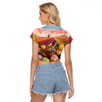 Netherlands Easter 2024 Raglan Cropped T Shirt Bunny With Tulips Flowers Field - Wonder Print Shop