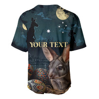 Australia Easter 2024 Baseball Jersey Bunny With Aboriginal Eggs At Starry Night - Wonder Print Shop