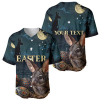 Australia Easter 2024 Baseball Jersey Bunny With Aboriginal Eggs At Starry Night - Wonder Print Shop