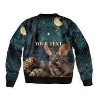 Australia Easter 2024 Bomber Jacket Bunny With Aboriginal Eggs At Starry Night - Wonder Print Shop