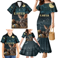 Australia Easter 2024 Family Matching Mermaid Dress and Hawaiian Shirt Bunny With Aboriginal Eggs At Starry Night - Wonder Print Shop