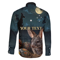 Australia Easter 2024 Family Matching Summer Maxi Dress and Hawaiian Shirt Bunny With Aboriginal Eggs At Starry Night - Wonder Print Shop