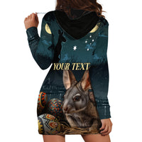 Australia Easter 2024 Hoodie Dress Bunny With Aboriginal Eggs At Starry Night - Wonder Print Shop