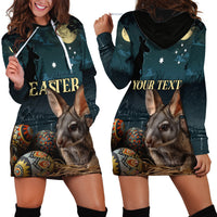 Australia Easter 2024 Hoodie Dress Bunny With Aboriginal Eggs At Starry Night - Wonder Print Shop