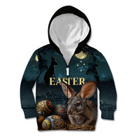 Australia Easter 2024 Kid Hoodie Bunny With Aboriginal Eggs At Starry Night - Wonder Print Shop