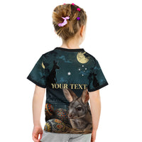 Australia Easter 2024 Kid T Shirt Bunny With Aboriginal Eggs At Starry Night - Wonder Print Shop