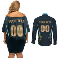 Custom Gujarat 2025 Cricket Titans Couples Matching Off Shoulder Short Dress and Long Sleeve Button Shirt Aava De Race With The Titans