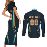 Custom Gujarat 2025 Cricket Titans Couples Matching Short Sleeve Bodycon Dress and Long Sleeve Button Shirt Aava De Race With The Titans