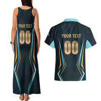 Custom Gujarat 2025 Cricket Titans Couples Matching Tank Maxi Dress and Hawaiian Shirt Aava De Race With The Titans