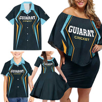 Custom Gujarat 2025 Cricket Titans Family Matching Off Shoulder Short Dress and Hawaiian Shirt Aava De Race With The Titans
