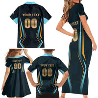 Custom Gujarat 2025 Cricket Titans Family Matching Short Sleeve Bodycon Dress and Hawaiian Shirt Aava De Race With The Titans