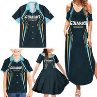 Custom Gujarat 2025 Cricket Titans Family Matching Summer Maxi Dress and Hawaiian Shirt Aava De Race With The Titans