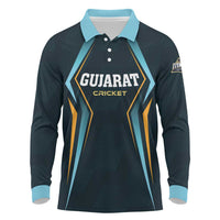 Custom Gujarat 2025 Cricket Titans Long Sleeve Polo Shirt Aava De Race With The Titans