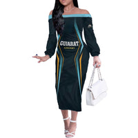 Custom Gujarat 2025 Cricket Titans Off The Shoulder Long Sleeve Dress Aava De Race With The Titans
